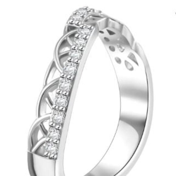 Simulated Diamond Ring in Silvertone - Picture 5 of 5